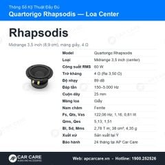 Loa Center Ô Tô Quartorigo Rhapsodis Midrange 3.5 Inch 60W