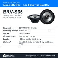 Loa Cánh Ô Tô Alpine BRV-S65 Đồng Trục 2 Way 6.5 Inch 50W