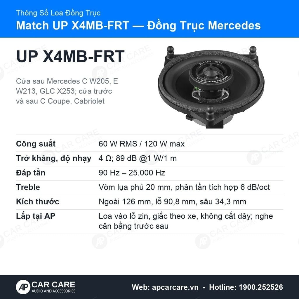 Loa Cánh Ô Tô Đồng Trục Mercedes Match UP X4MB-FRT Cho C E GLC