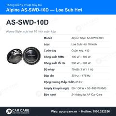 Loa Sub Hơi Ô Tô Alpine AS-SWD-10D 10 Inch