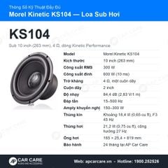 Loa SUB Hơi Ô Tô Morel Kinetic KS104 10 Inch 4 Ohm