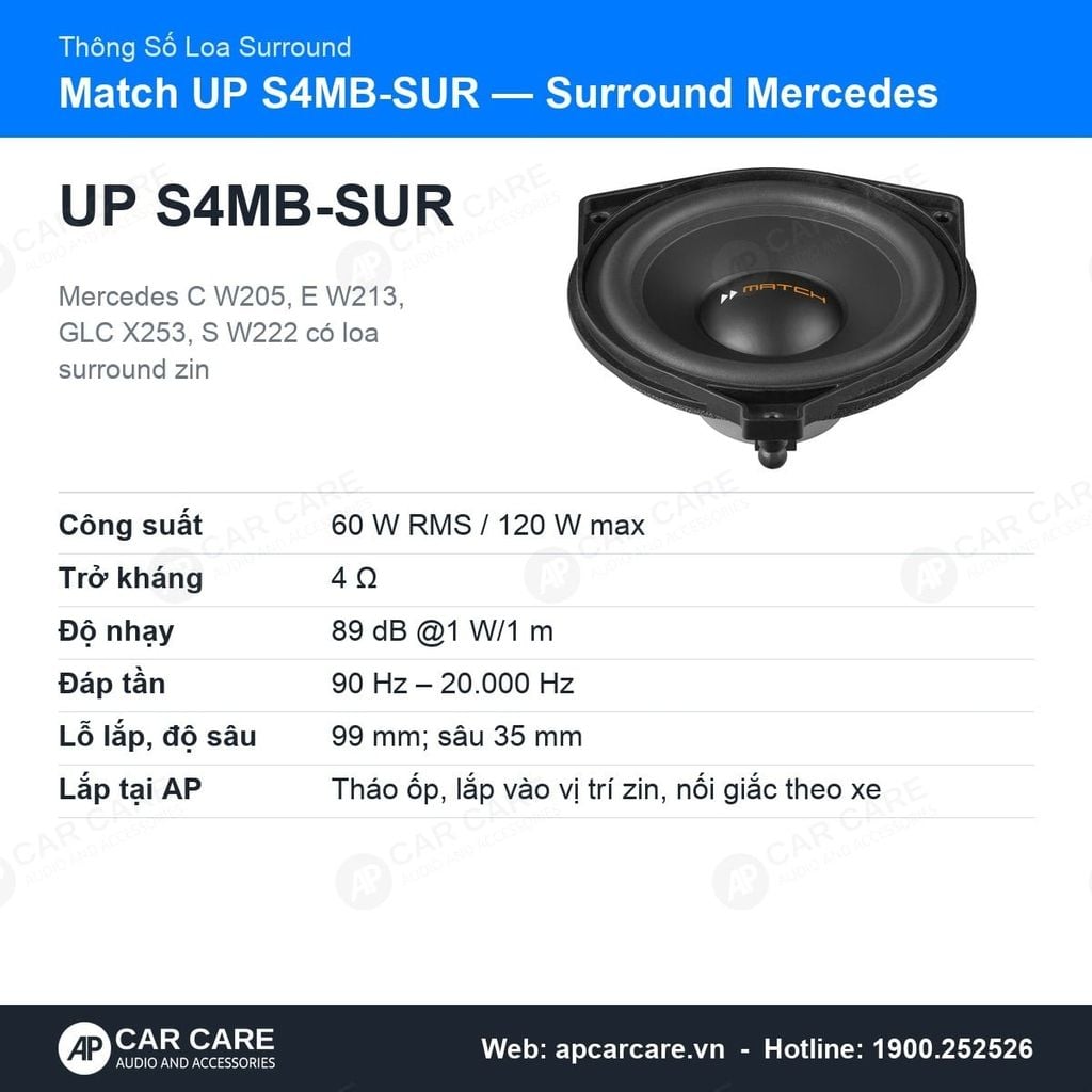 Loa Surround Ô Tô Mercedes Match UP S4MB-SUR Cho C E GLC S