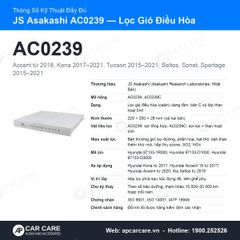 Lọc Gió Điều Hòa Hyundai Accent 2018+, Kona, Seltos JS Asakashi AC0239