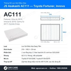 Lọc Gió Điều Hòa Toyota Fortuner, Innova, Hilux JS Asakashi AC111