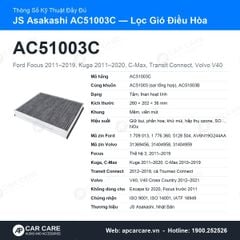 Lọc Gió Điều Hòa Ford Focus 2011-2019, Kuga JS Asakashi AC51003