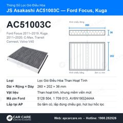 Lọc Gió Điều Hòa Ford Focus 2011-2019, Kuga JS Asakashi AC51003