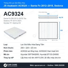 Lọc Gió Điều Hòa Santa Fe 2012-2018, Sedona, Sonata JS Asakashi AC9324