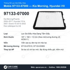 Lọc Gió Điều Hòa Kia Morning, Hyundai i10 Mobis 97133-07000