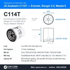 Lọc Nhớt Động Cơ Ford Everest, Ranger 2.5, Mazda 6 JS Asakashi C114T