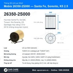 Lọc Nhớt Động Cơ Santa Fe, Sorento, K5, Sportage 2.5 Mobis 26350-2S000