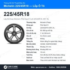 Lốp Ô Tô Michelin 225/45R18 Thái Lan