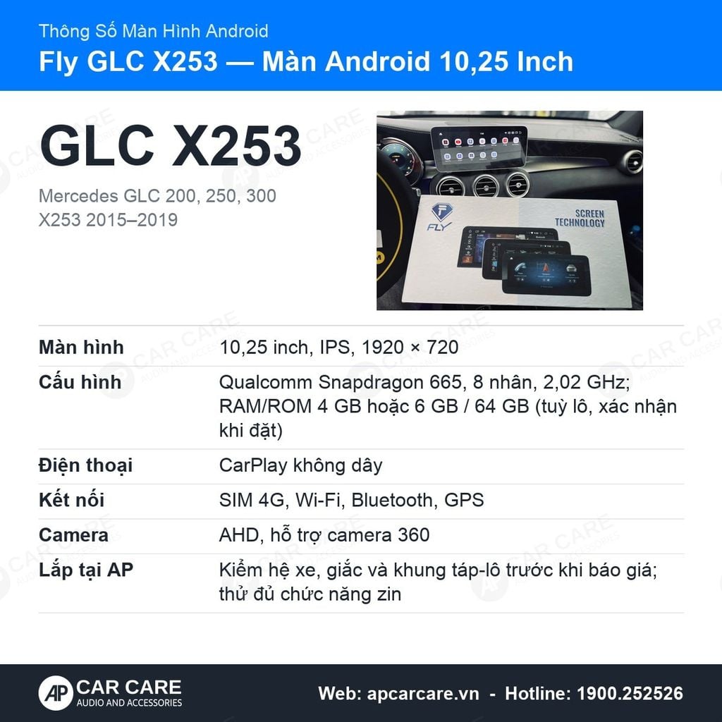 Màn Hình Android Mercedes GLC 300 2015-2019 Fly 10.25 Inch