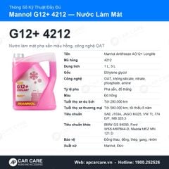 Nước Làm Mát Ô Tô Mannol G12+ 4212 Hồng Pha Sẵn
