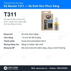 Phụ Gia Xăng Ô Tô K2 Benzin Vệ Sinh Kim Phun Xăng Cô Đặc