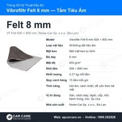 Tấm Tiêu Âm Ô Tô Vibrofiltr Felt 8mm