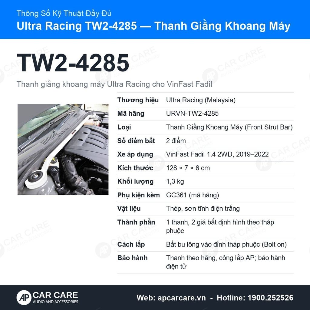 Thanh Giằng Ô Tô Ultra Racing - VinFast Fadil 2019-2022
