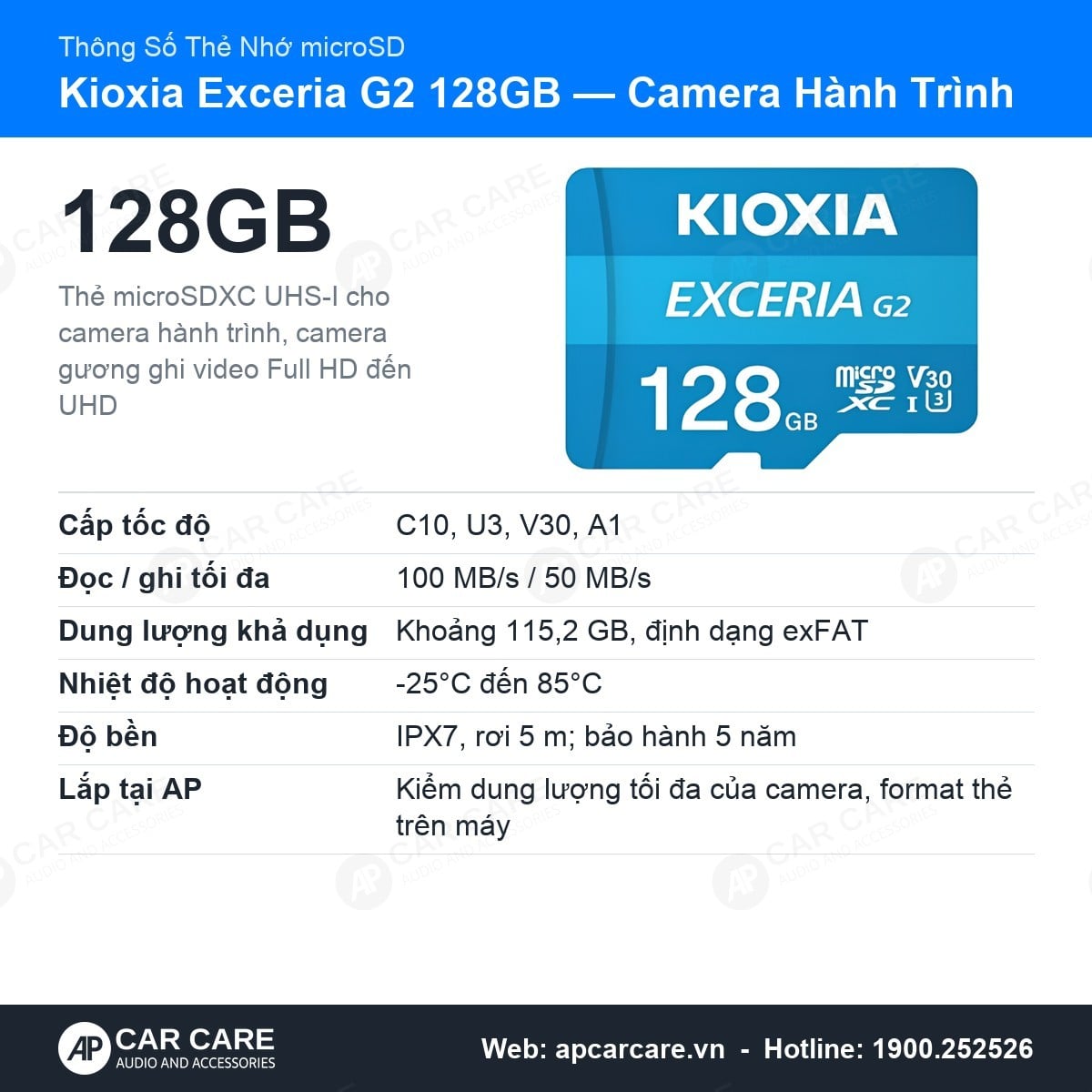 Thẻ Nhớ Camera Hành Trình Kioxia Exceria G2 128GB U3 V30