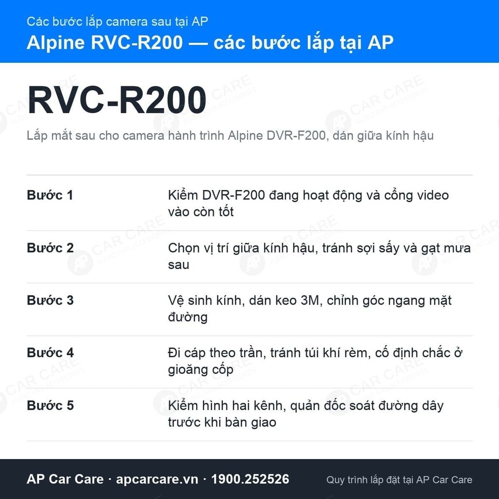 Camera Sau Alpine RVC-R200 HD 720p Cho Camera Hành Trình DVR-F200