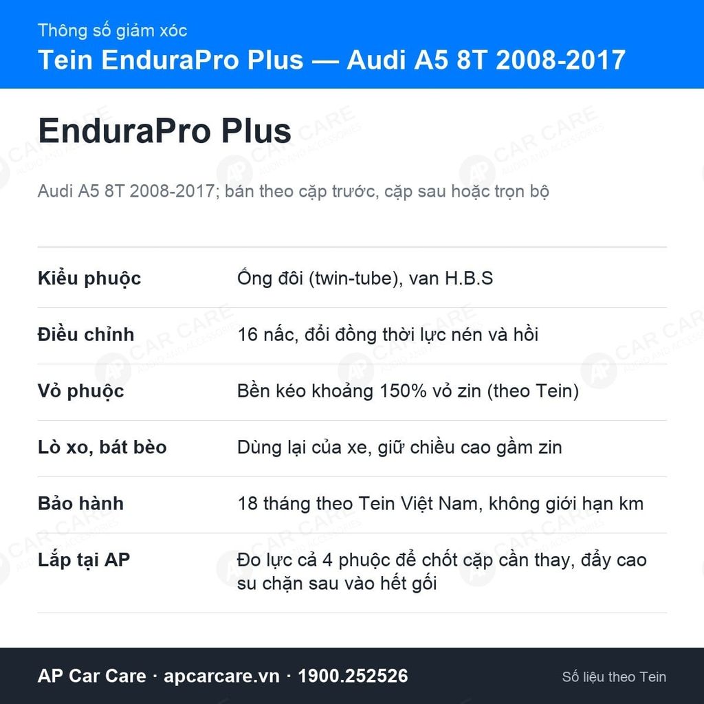 Giảm Xóc Ô Tô Audi A5 8T 2008-2017 Tein EnduraPro Plus