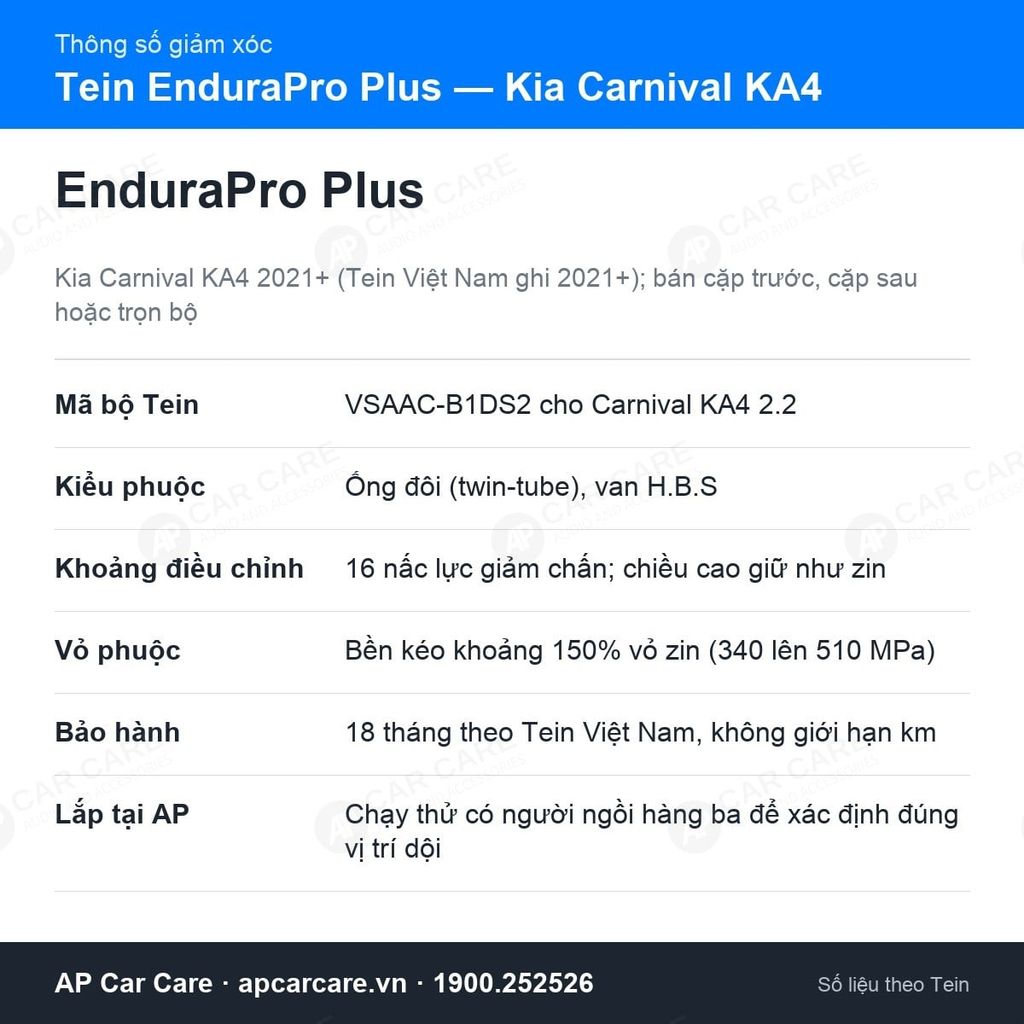Giảm Xóc Ô Tô Kia Carnival 2021+ Tein EnduraPro Plus