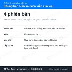 Khung Bọc Biển Số Ô Tô Mica Viền Kim Loại Biển Dài, Biển Ngắn