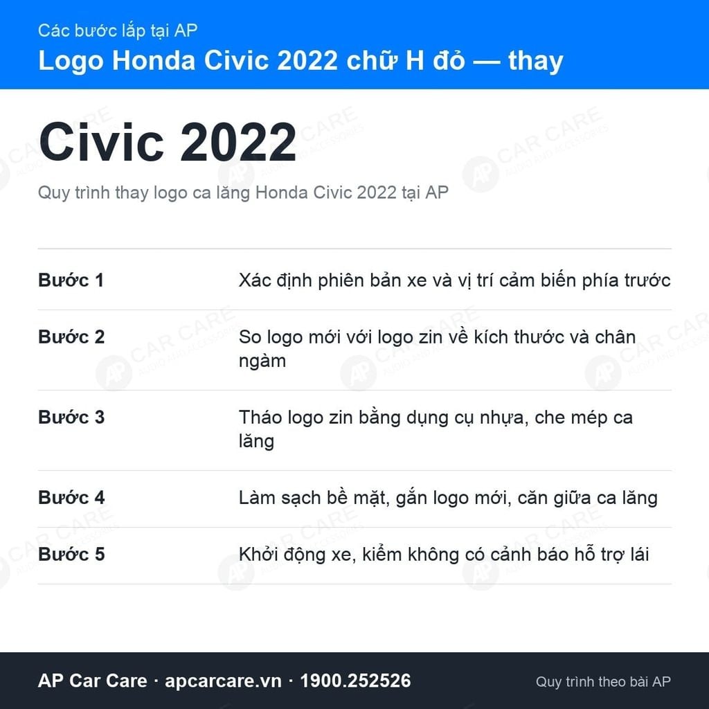 Logo Ô Tô Honda Civic 2022 Chữ H Đỏ