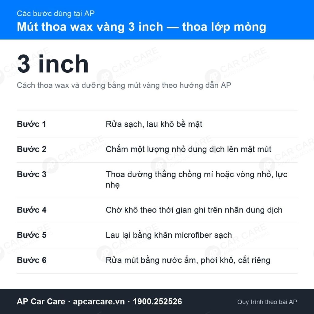 Mút Thoa Wax, Dưỡng Nhựa Ô Tô Màu Vàng 3 Inch
