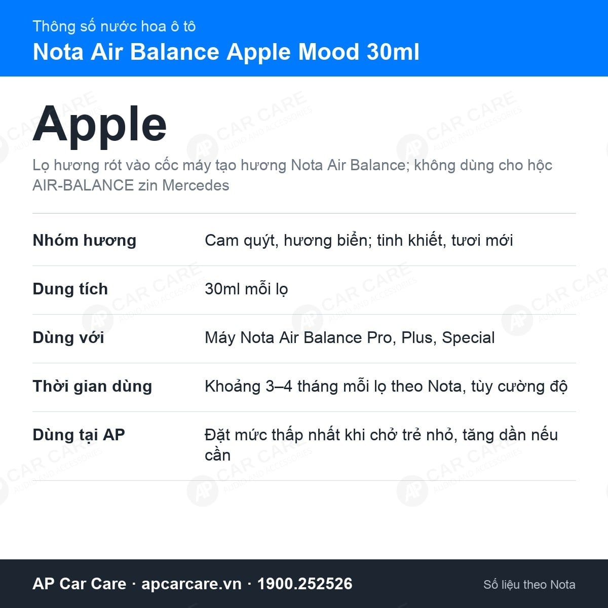 Nước Hoa Ô Tô Nota Air Balance Apple Mood 30ml