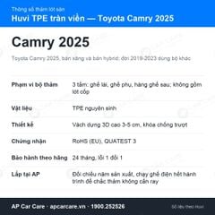 Thảm Lót Sàn Ô Tô Toyota Camry 2025 Huvi TPE Tràn Viền