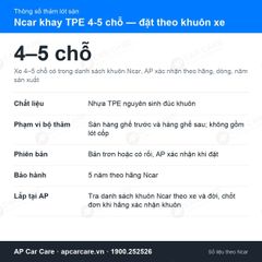 Thảm Lót Sàn Ô Tô 4-5 Chỗ Ncar TPE Đặt Theo Khuôn Xe
