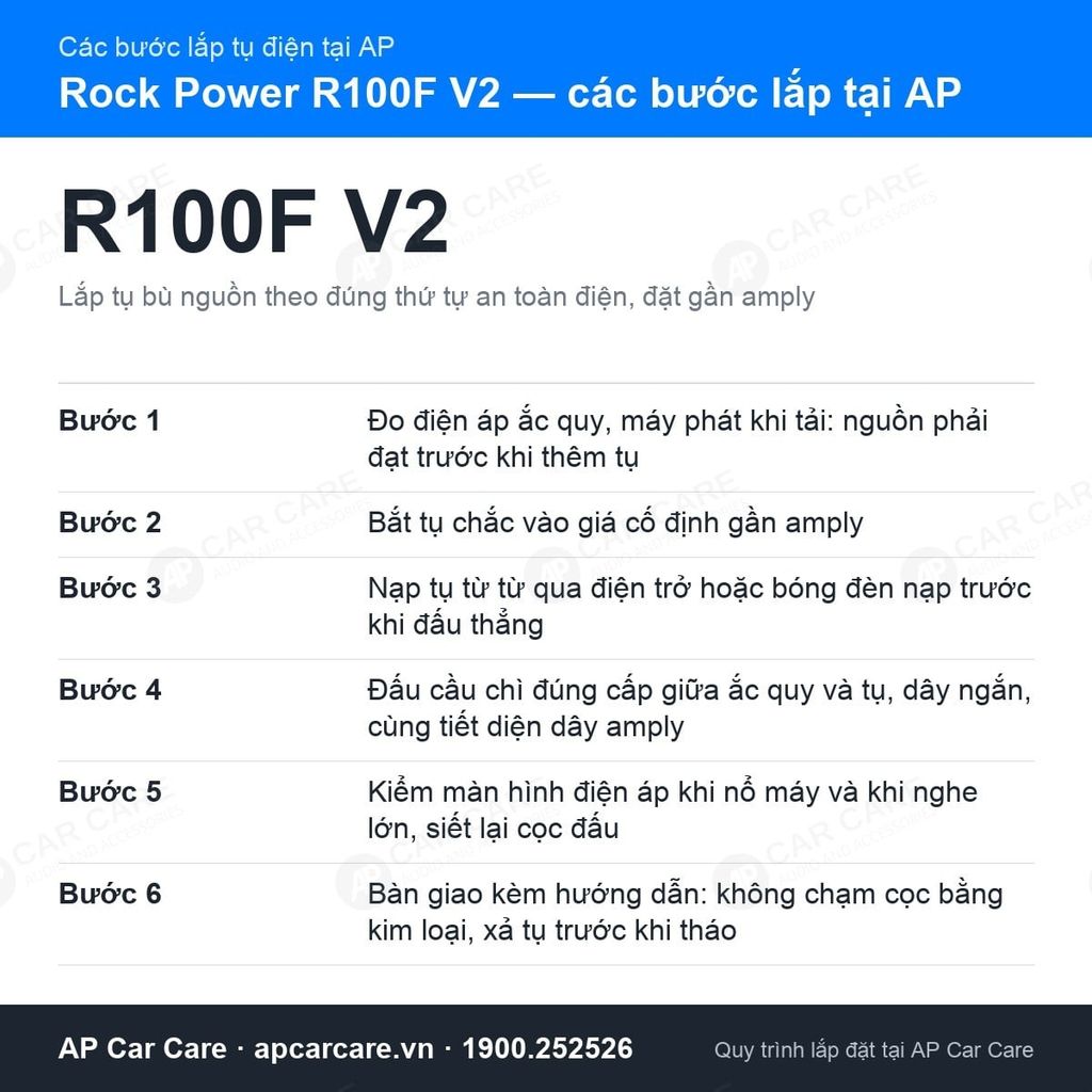 Tụ Điện Ô Tô Rock Power R100F V2 100F
