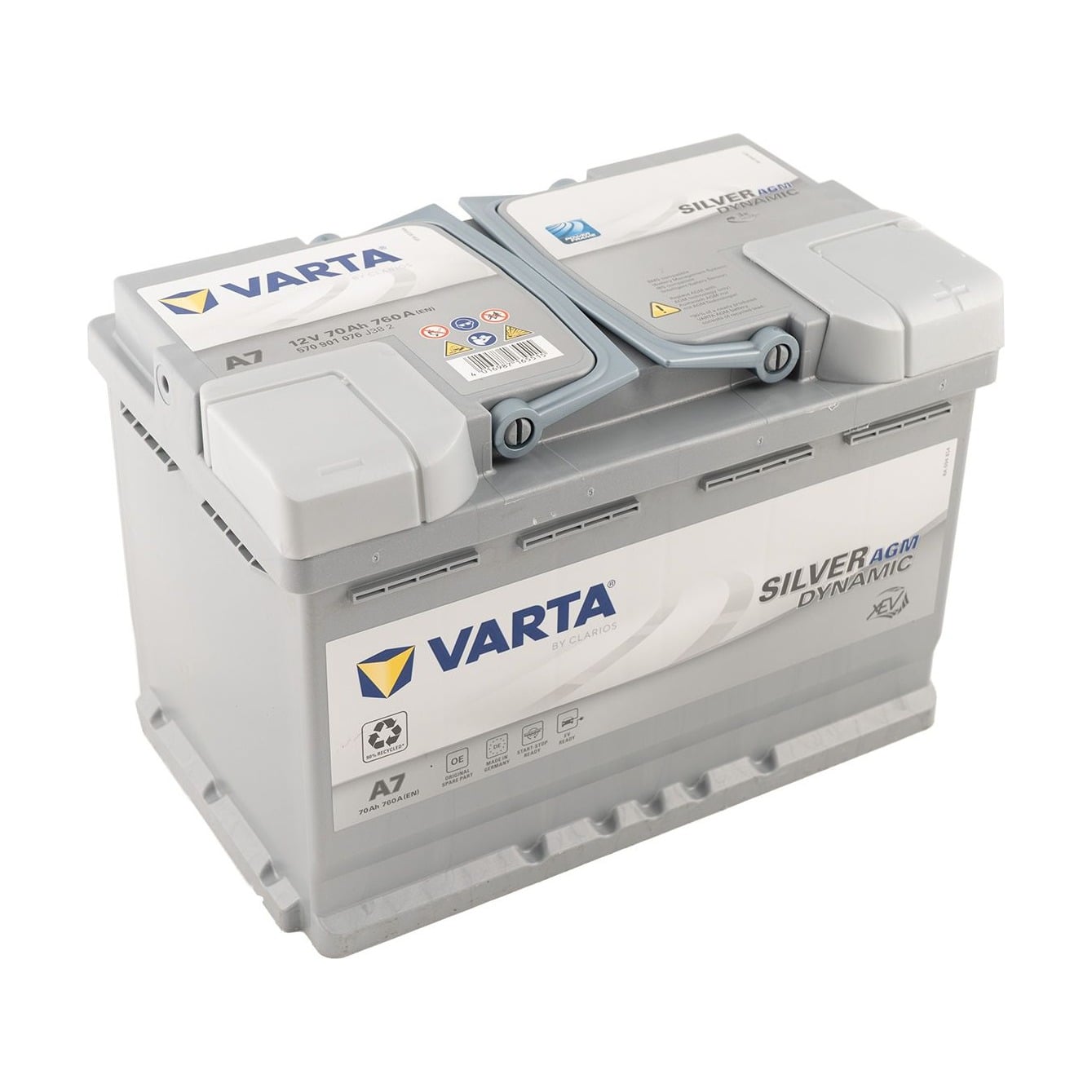 Ắc quy Varta Dynamic AGM LN3 A7 12V 70Ah 760A mã 570 901 076 nhìn góc nghiêng