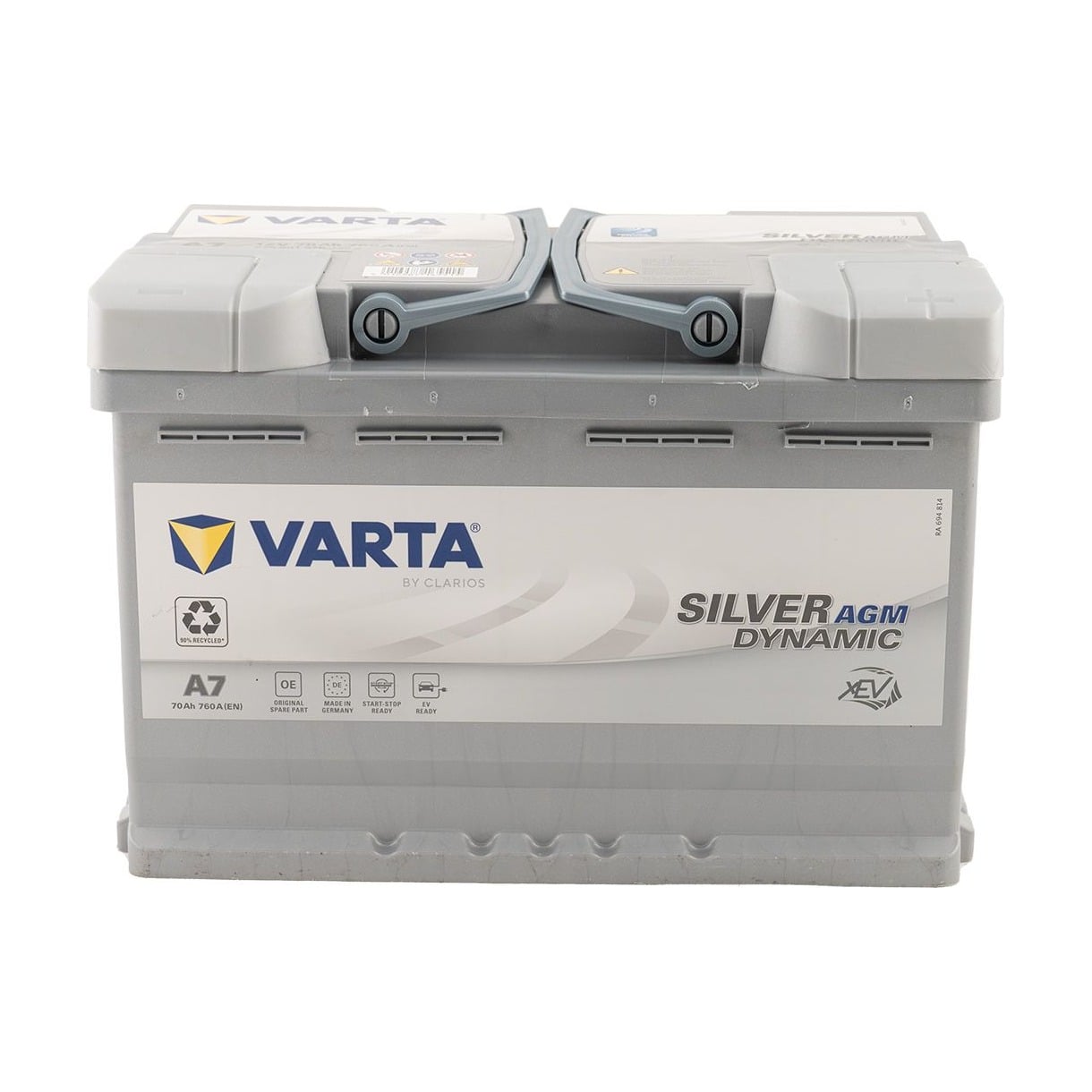 Mặt trước ắc quy Varta AGM LN3 nhãn Silver Dynamic AGM A7 sẵn sàng cho xe xEV
