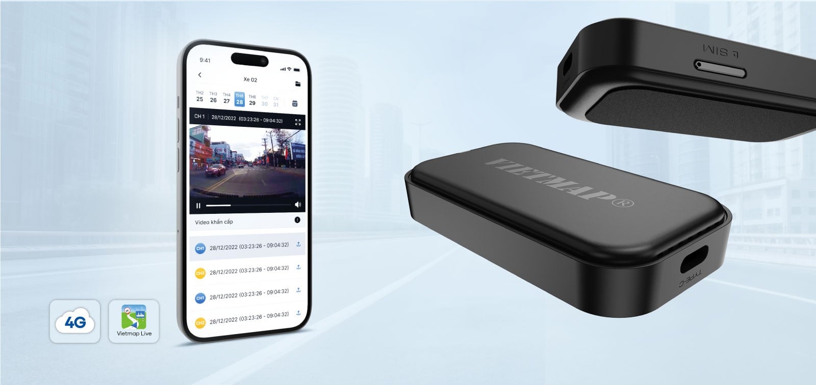 Vietmap SpeedMap M2 module 4G xem video trực tuyến từ xa qua app Vietmap Live