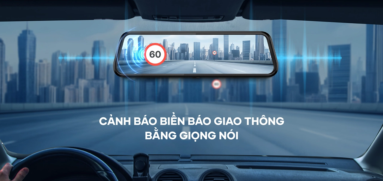 Vietmap R440 cảnh báo biển báo giao thông bằng giọng nói ngay trên màn hình gương