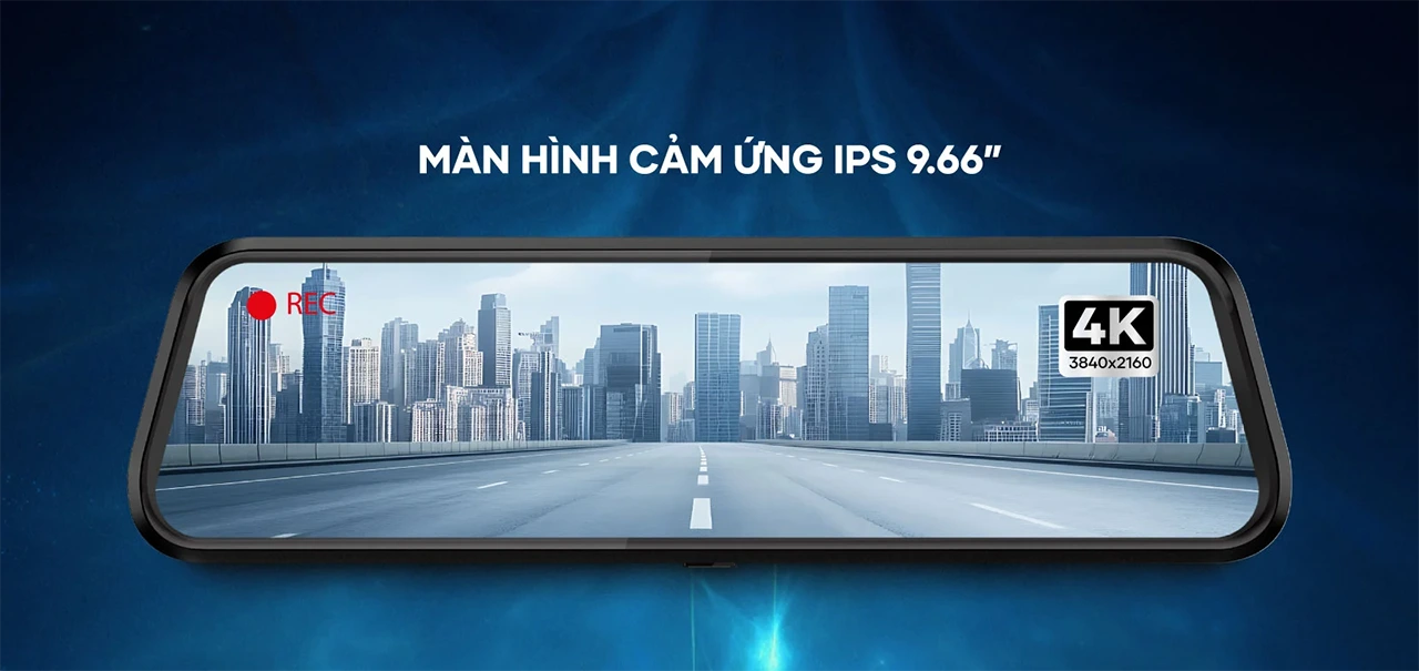 Camera hành trình gương Vietmap R440 màn hình cảm ứng IPS 9.66 inch ghi hình 4K