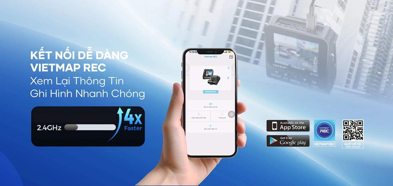 Kết nối app Vietmap REC xem lại video ghi hình từ camera S720 qua điện thoại