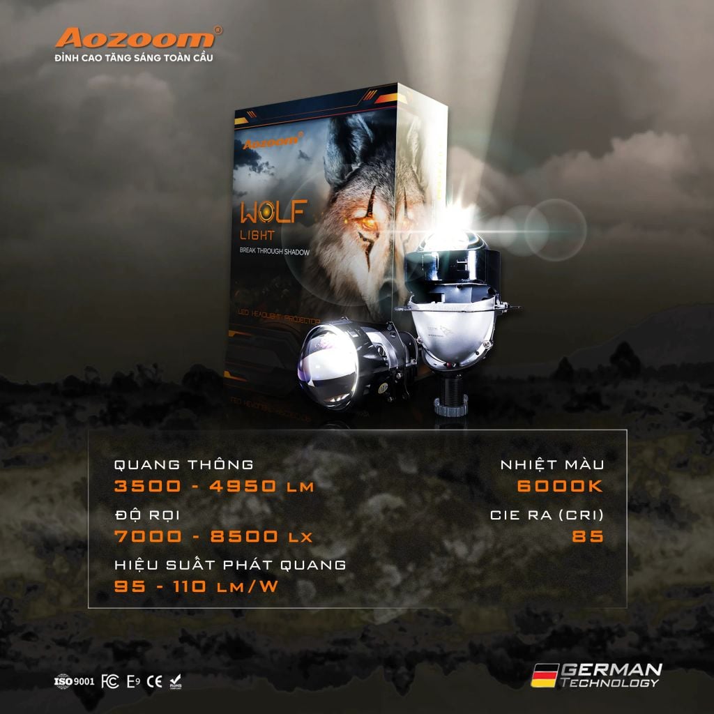 Bi LED Aozoom Wolf Light – Chân Xoáy