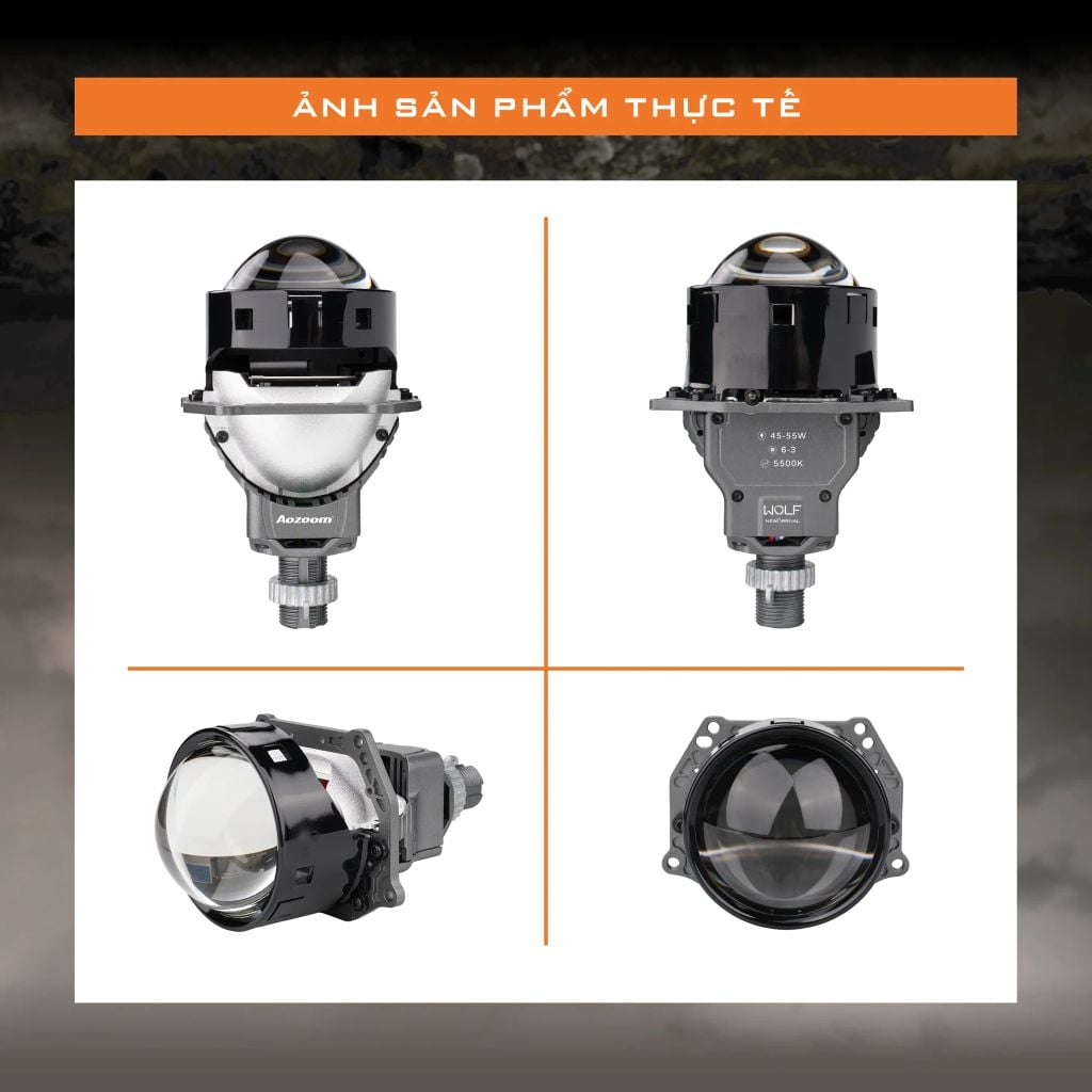 Bi LED Aozoom Wolf Light 55W – Chân Xoáy