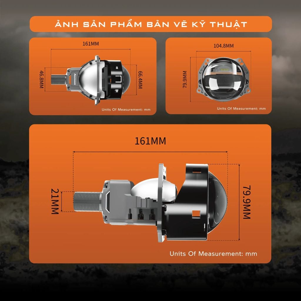 Bi LED Aozoom Wolf Light 55W – Chân Xoáy