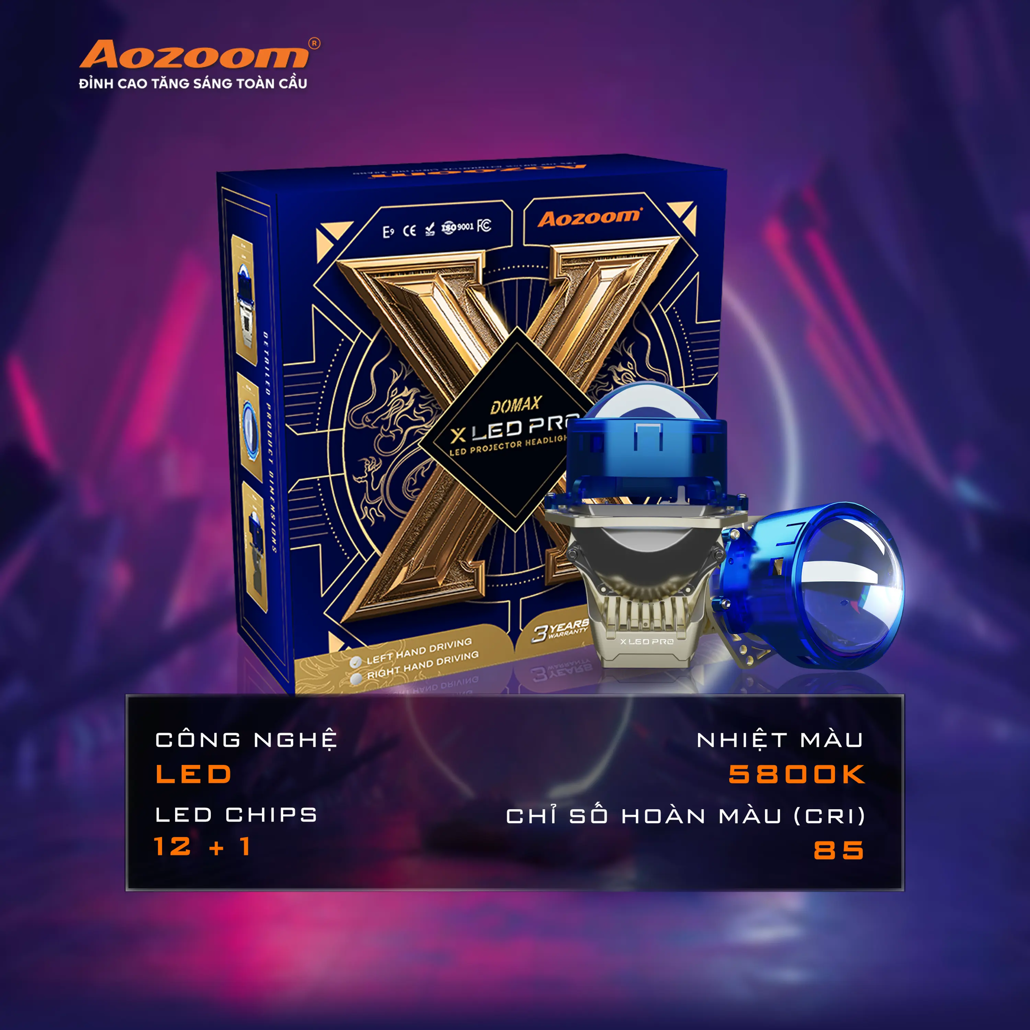 Bi LED Aozoom X LED Pro – Đèn Bi Pha Ô Tô - ảnh chính hãng 10