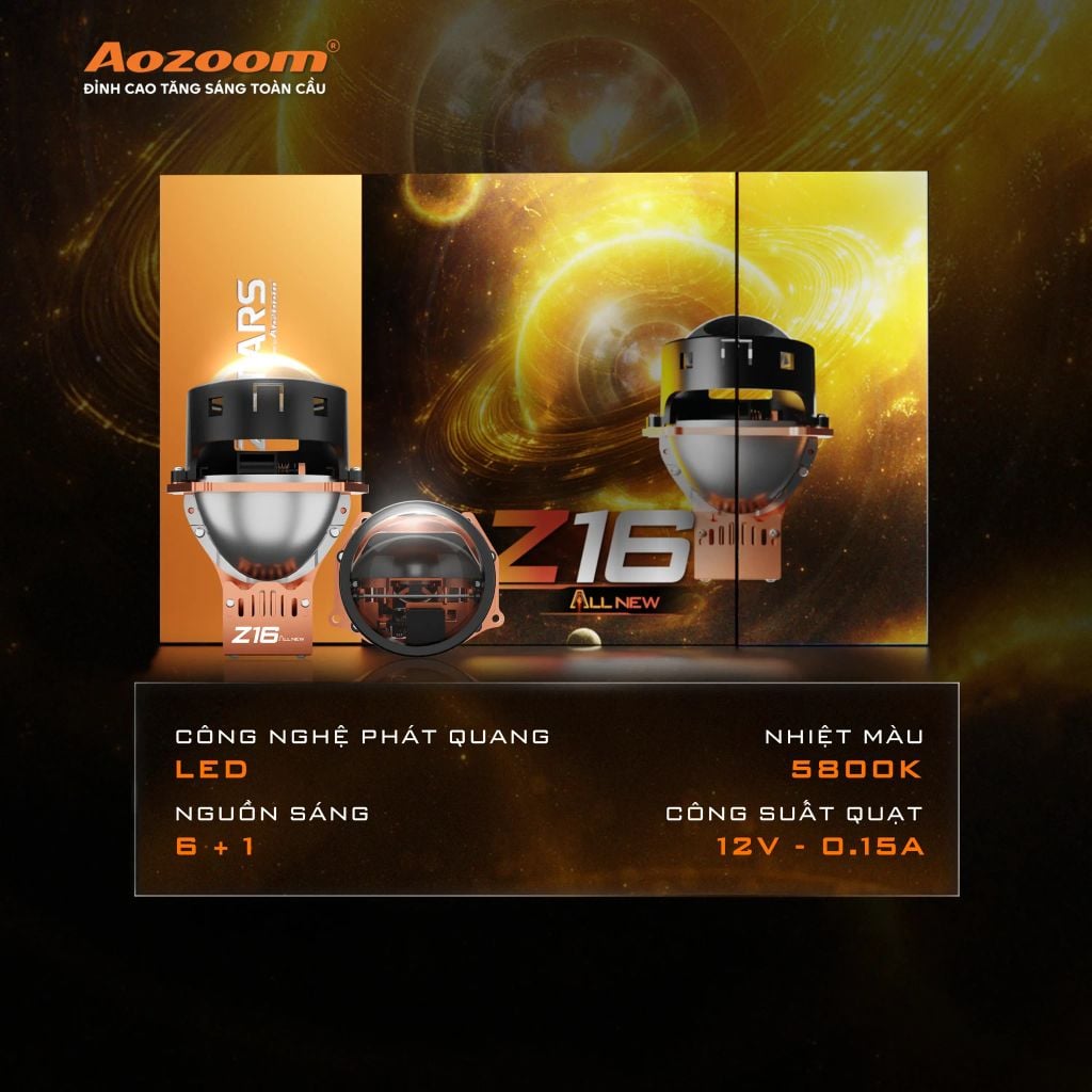 Bi LED Aozoom Z16 All New 64W – Projector Ô Tô