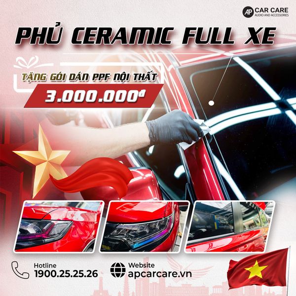 COMBO PHỦ CERAMIC FULL XE - TẶNG DÁN PPF NỘI THẤT