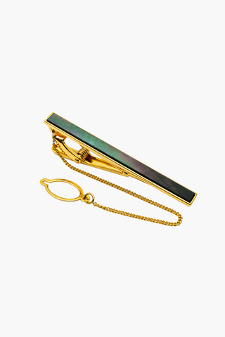 Kẹp Cà Vạt (Tie Chain Edition) - Ngọc Trai Đen Tahiti - Mạ Vàng