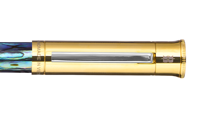 Gemprise - Fountain Pen - New Zealand Abalone - Gold Plated With White Clip