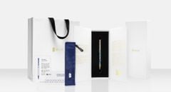 Inspired - Bút Ký Ngọc Trai Trắng Bắc Úc - Sọc Caro Đen - Mạ Titanium Gold