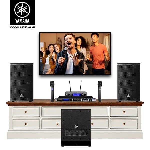 Dàn Karaoke SP009448: 2 Loa Yamaha DHR10 + Loa Subwoofer Yamaha DXS15-MKII, Vang số JBL KX190, Micro không dây JBL VM300E
