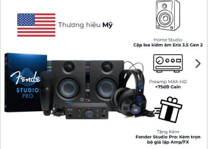 Trọn Bộ Thu Âm Fender Quantum Complete Bundle (32-bit/192kHz), Soundcard MAX-HD, Micro Condenser, Tai Nghe Kiểm Âm, Kèm Phần Mềm Fender Studio Pro