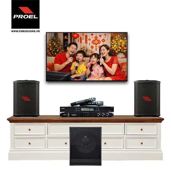 Bộ dàn Karaoke SP009289: 2 Loa PROEL FreeOneX, Loa Sub PROEL S10A, Vang số LSPro KX660 Plus, Micro không dây LSPro L330 Plus