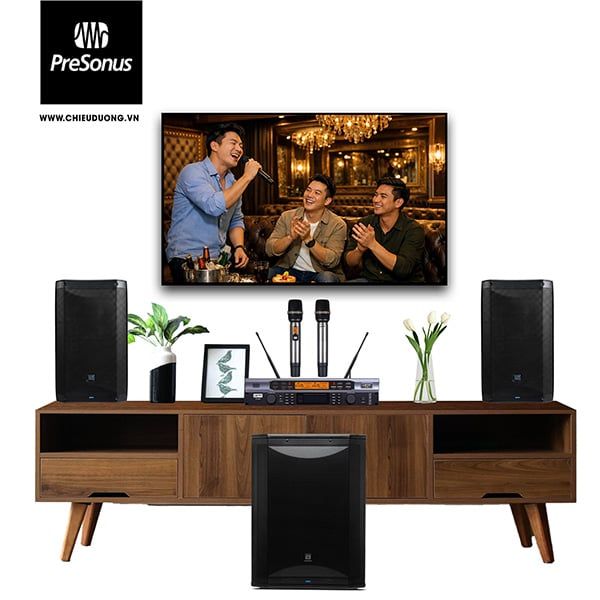 Bộ dàn Karaoke SP009520: 2 Loa PreSonus AIR XD 10, Vang số LSPro KX-880, Micro LSPro M450, Loa PreSonus AIR XD Sub 15